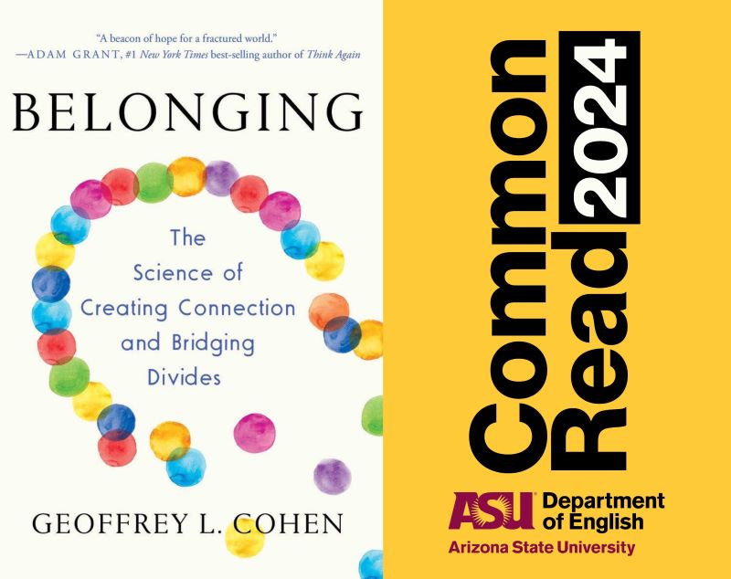 Cover of 'Belonging' by Geffrey Cohen with wordmark for ASU Common Read