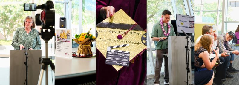 A collage of images from English's graduation reception in 2024, photographed by Ashley Sorensen.