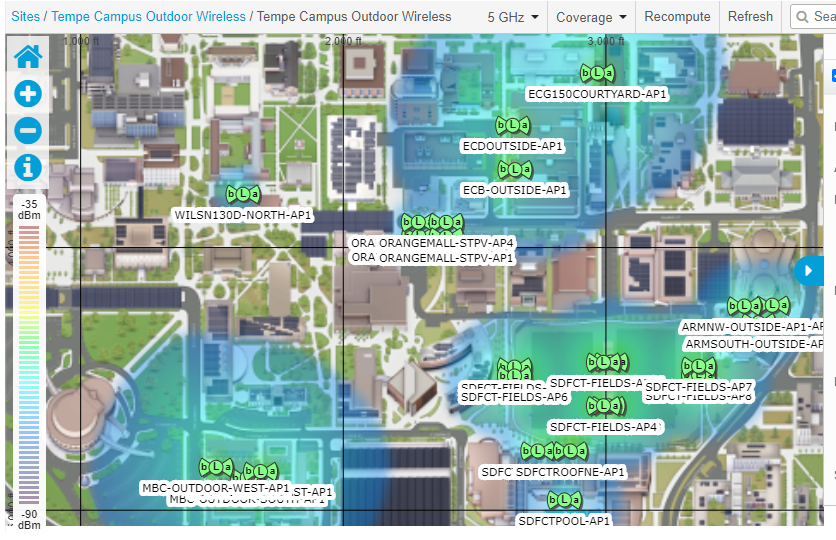 Tempe campus outdoor wi-fi coverage map