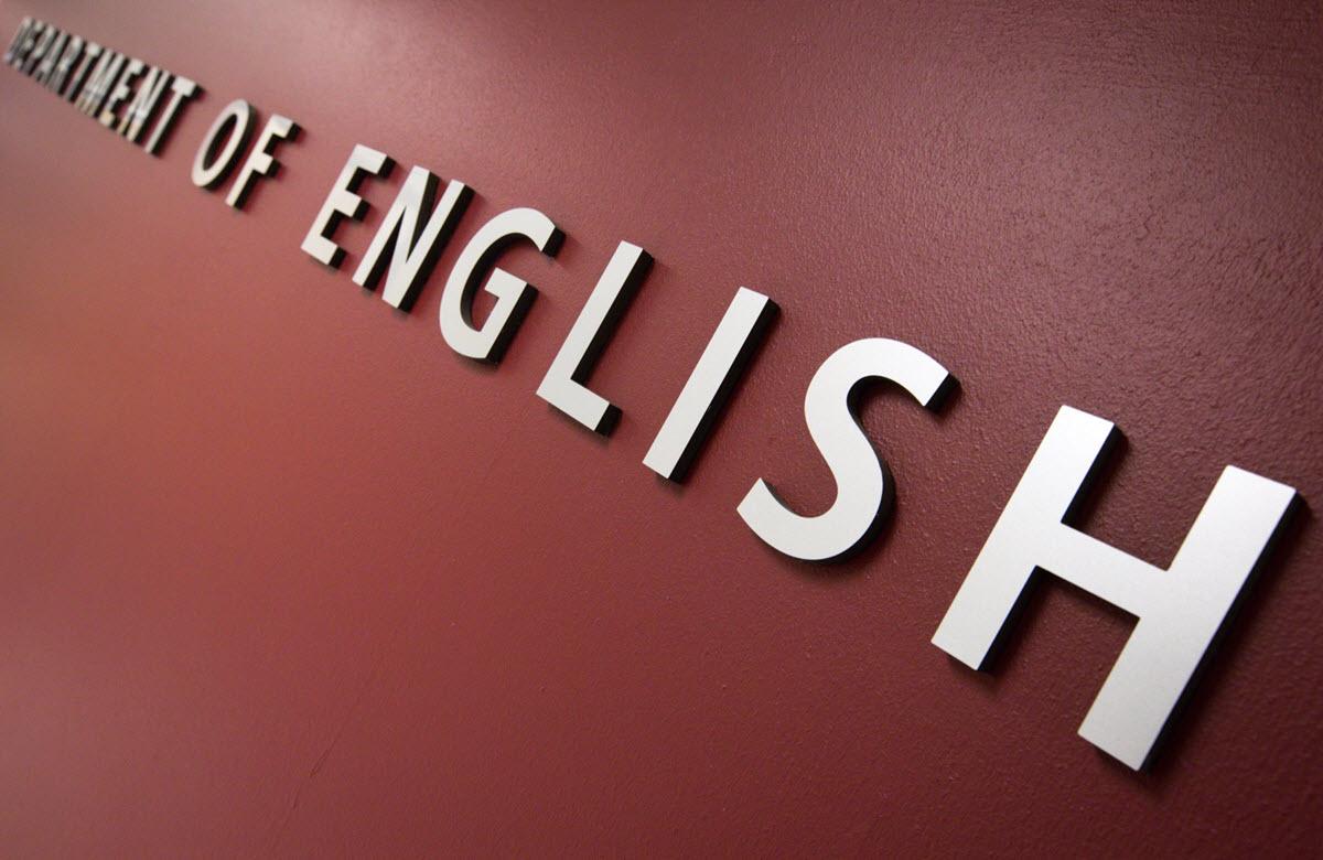 A Department of English sign. Photo by Charlie Leight/ASU News
