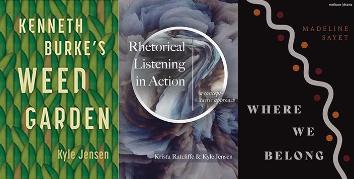 Cover images of books by Kyle Jensen, Krista Ratcliffe, and Madeline Sayet