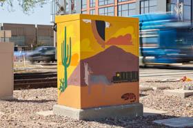 Such is Desert Life by Such Styles highlights the natural landscape of the Sonoran Desert as well as the City's rail line which has a rich history. / Photo from Tempe Public Art Map